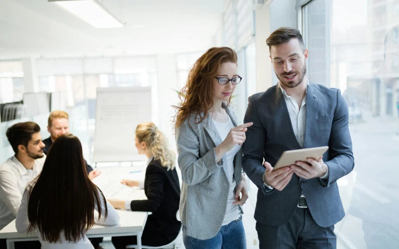 small business administration team having a meeting